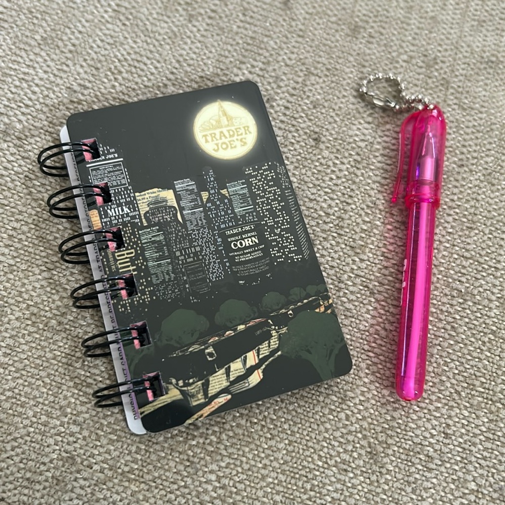 Trader Joe’s recycled gift card notepad with pen